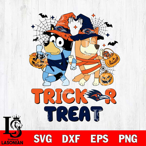 UTSA Roadrunners Bluey Trick or Treat Halloween 2 Svg Eps Dxf Png File, Digital Download, Instant Download
