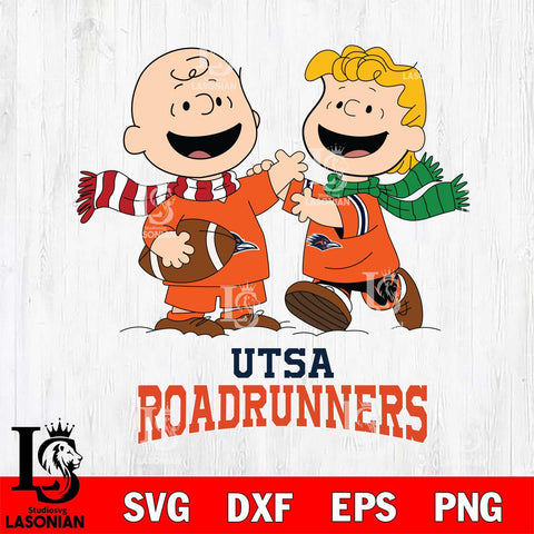 UTSA Roadrunners Charlie Brown & Linus Football Cricut,Christmas SVG DXF EPS PNG FILE, NCAA Digital Download,Instant Download, Silhouette