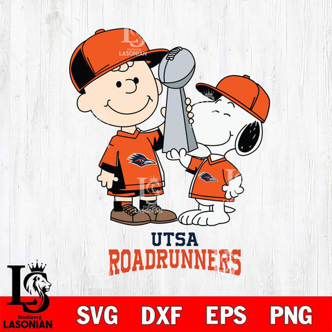 UTSA Roadrunners Charlie Brown and Snoopy Champions Svg Eps Dxf Png File, NCAA svg , Digital Download , Instant Download, Cricut File