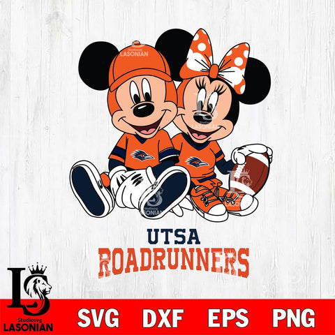 UTSA Roadrunners Disney Mickey And Minnie Football Svg Eps Dxf Png File, NCAA svg , Digital Download , Instant Download, Cricut File