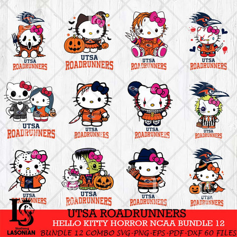 UTSA Roadrunners Hello Kitty Horror NCAA Bundle 12 SVG Svg Eps Dxf Png File, Digital Download
