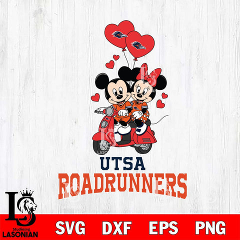 UTSA Roadrunners Mickey and Minnie Mouse Valentine File Cut, NCAA SVG ...