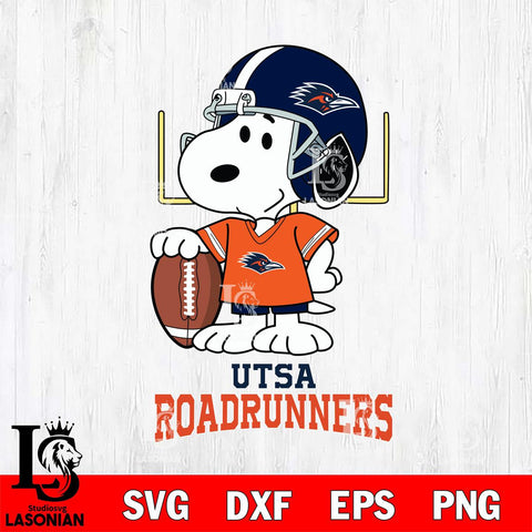 UTSA Roadrunners Snoopy Player Football SVG DXF EPS PNG FILE,Snoopy File Cut, NCAA Digital Download,Instant Download,Christmas Silhouette
