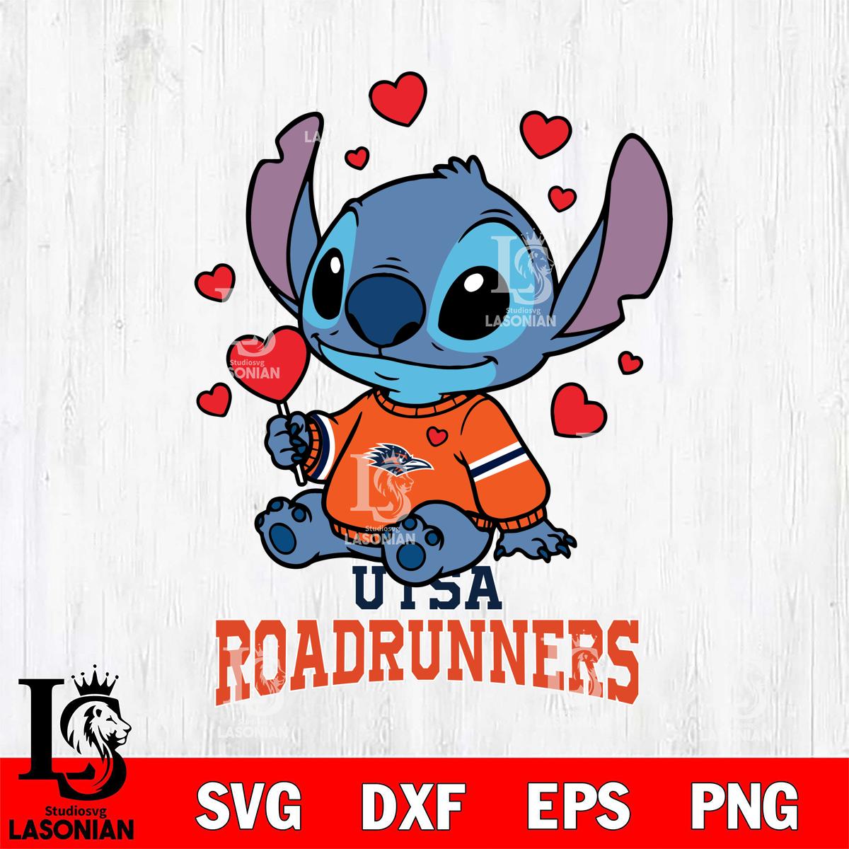 UTSA Roadrunners Stitch Valentine Cute Digital Download, NCAA SVG DXF ...