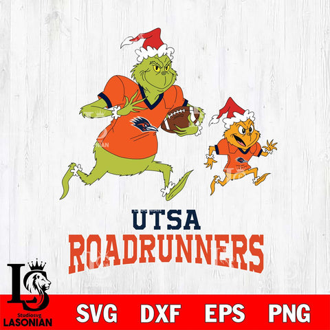 UTSA Roadrunners The Grinch & Max Football Cricut,Christmas SVG DXF EPS PNG FILE, NCAA Digital Download,Instant Download, Silhouette