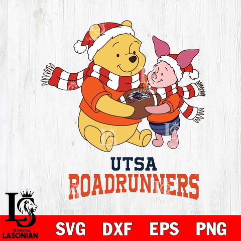 UTSA Roadrunners Winnie the Pooh & Piglet Football Cricut,Christmas SVG DXF EPS PNG FILE, NCAA Digital Download,Instant Download, Silhouette