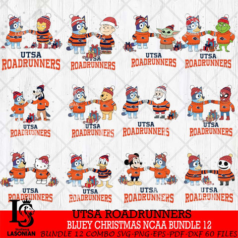 UTSA Roadrunners  Bluey friends christmas NCAA Bundle File Cut,Bundle NCAA SVG DXF EPS PNG FILE, Digital Download,Instant Download, Silhouette