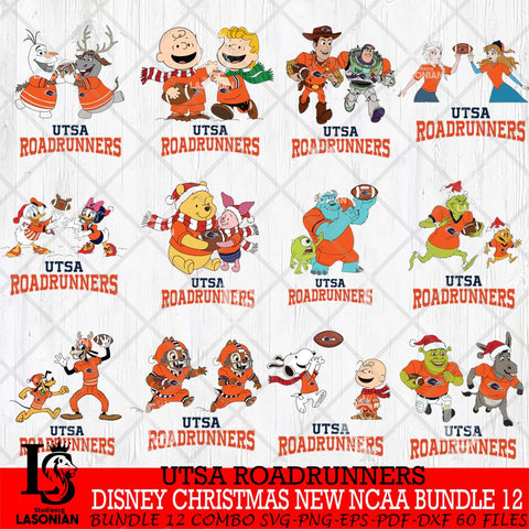 UTSA Roadrunners  Disney Christmas New NCAA Bundle 12 Cricut,Christmas SVG DXF EPS PNG FILE, BUNDLE NCAA Digital Download,Instant Download, Silhouette