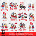 Utah Utes Bluey & Bingo Bundle 12 SVG Svg Eps Dxf Png File, Bundle NCAA svg, Digital Download, Instant Download
