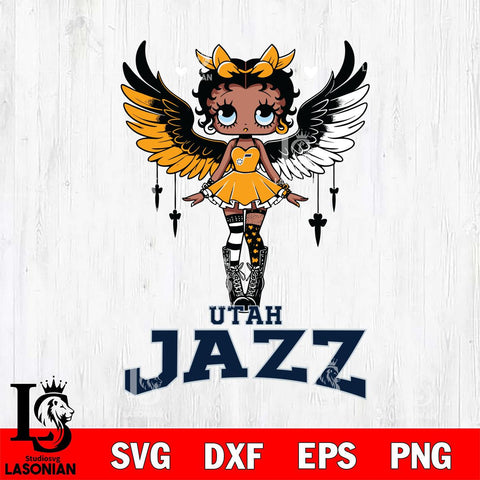 Utah Jazz Anglel Black Fan Girl Betty Boop
