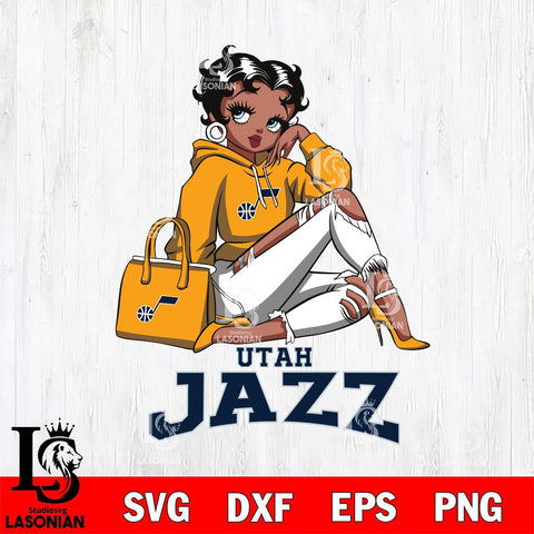 Utah Jazz Awesome Black Fan Girl Betty Boop