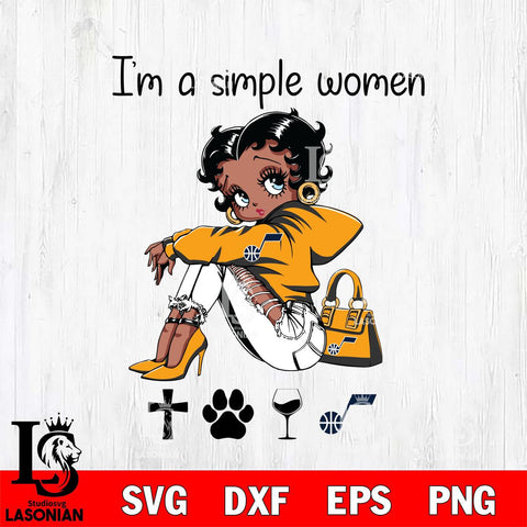Utah Jazz Betty Boop Black Fan I Am Simple Women Svg Eps Dxf Png File, Digital Download