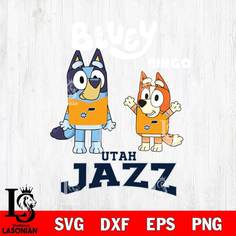 Utah Jazz Bluey & Bingo 4 Svg Eps Dxf Png File, NBA svg, Digital Download, Instant Download