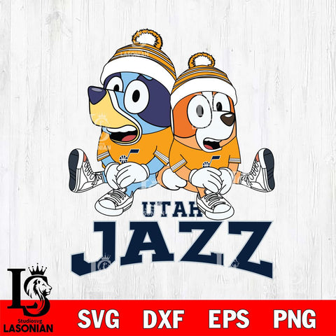 Utah Jazz Bluey & Bingo 8 Svg Eps Dxf Png File, NBA svg, Digital Download, Instant Download