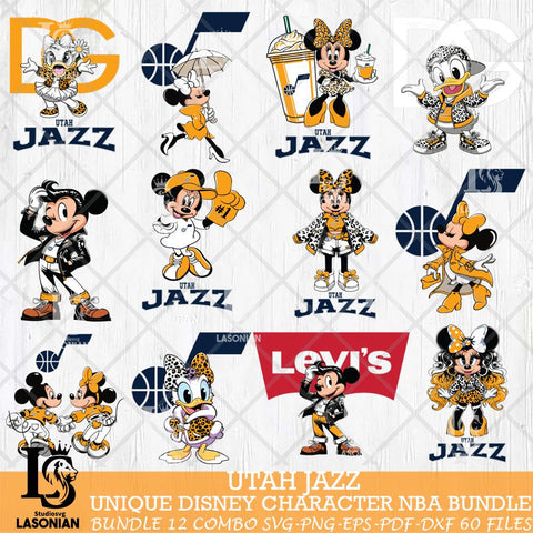 Utah Jazz Disney character NBA Bundle 12 Svg Eps Dxf Png File, Digital Download, Instant Download