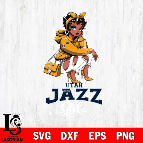 Utah Jazz Fashion Black Fan Girl Betty Boop