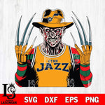 Utah Jazz Freddy Krueger Horror basketball SVG DXF EPS PNG FILE, NBA File Cut,Halloween Digital Download,Instant Download, Silhouette