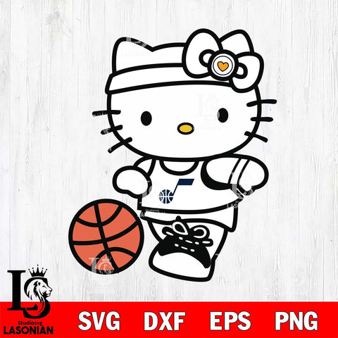Utah Jazz Hello Kitty basketball 4 Svg Eps Dxf Png File, Digital Download, Instant Download