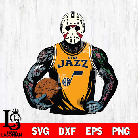 Utah Jazz Jason Voorhees Horror basketball SVG DXF EPS PNG FILE, NBA File Cut,Halloween Digital Download,Instant Download, Silhouette