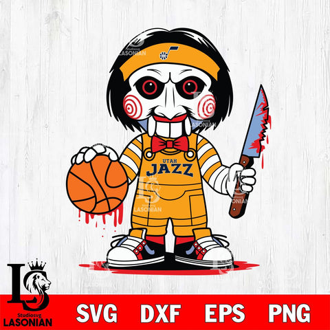 Utah Jazz Jigsaw Horror basketball SVG DXF EPS PNG FILE, NBA File Cut,Halloween Digital Download,Instant Download, Silhouette