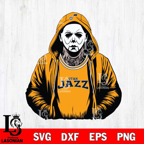 Utah Jazz Michael Myers Horror basketball SVG DXF EPS PNG FILE, NBA File Cut,Halloween Digital Download,Instant Download, Silhouette