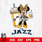 Utah Jazz Minnie Mouse Fan And Coffee Svg Eps Dxf Png File, Digital Download, Instant Download