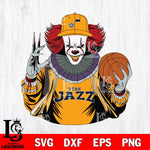Utah Jazz Pennywise Horror basketball SVG DXF EPS PNG FILE, NBA File Cut,Halloween Digital Download,Instant Download, Silhouette