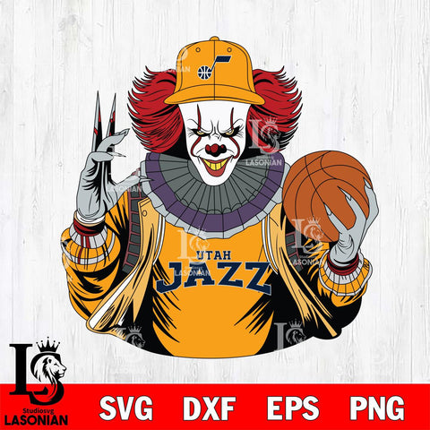 Utah Jazz Pennywise Horror basketball SVG DXF EPS PNG FILE, NBA File Cut,Halloween Digital Download,Instant Download, Silhouette