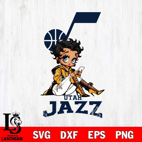Utah Jazz Style Black Fan Girl Betty Boop