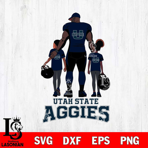 Utah State Aggies 3 Father and son Rugby SVG DXF EPS PNG FILE,NCAA SVG, Father day Digital Download,Instant Download, Silhouette
