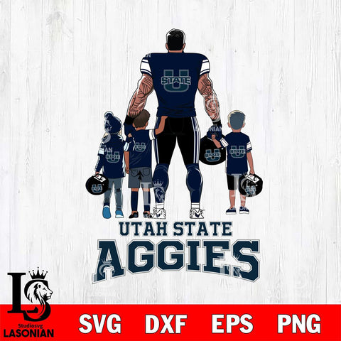 Utah State Aggies 4 Father and son Rugby SVG DXF EPS PNG FILE,NCAA SVG, Father day Digital Download,Instant Download, Silhouette