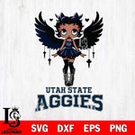 Utah State Aggies Anglel Black Fan Girl Betty Boop, Svg Eps Dxf Png File, Digital Download