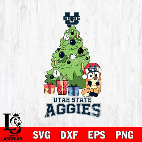 Utah State Aggies Bluey Chilli Christmas Tree Svg Eps Dxf Png File, Digital Download