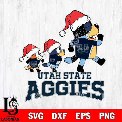 Utah State Aggies Bluey Family Christmas Svg Eps Dxf Png File, Digital Download