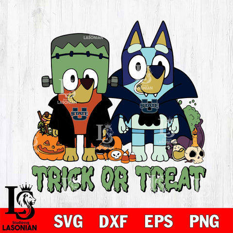 Utah State Aggies Bluey Halloween Trick or Treat Svg Eps Dxf Png File, Digital Download, Instant Download
