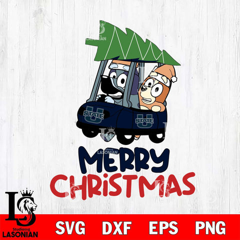 Utah State Aggies Bluey Merry Christmas Svg Eps Dxf Png File, Digital Download