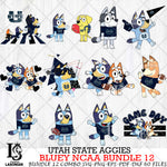 Utah State Aggies Bluey NCAA Bundle 12 Svg Eps Dxf Png File, Digital Download, Instant Download