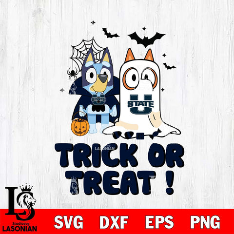 Utah State Aggies Bluey Trick or Treat Halloween Svg Eps Dxf Png File, Digital Download, Instant Download