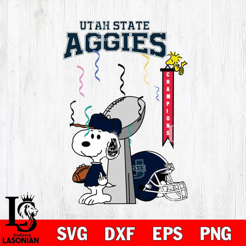 Utah State Aggies Charlie Brown and Snoopy Super Bowl Svg Eps Dxf Png File, NCAA svg , Digital Download , Instant Download, Cricut File