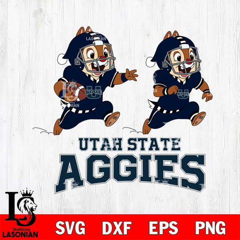 Utah State Aggies Chip & Dale Football Cricut,Christmas SVG DXF EPS PNG FILE, NCAA Digital Download,Instant Download, Silhouette