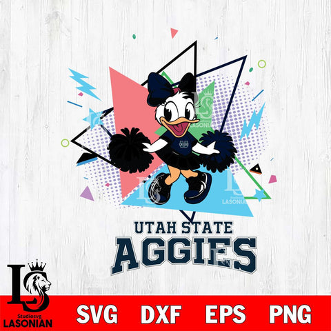 Utah State Aggies Cute Daisy Duck Cheerleader SVG DXF EPS PNG FILE, NCAA File Cut,Digital Download,Instant Download