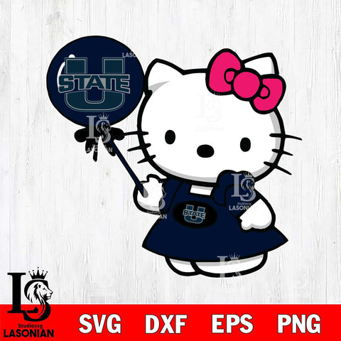 Utah State Aggies Cute Hello Kitty 2 Svg Eps Dxf Png File, Digital Download, Instant Download