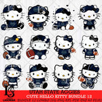 Utah State Aggies Cute Hello Kitty Bundle 12 SVG Eps Dxf Png File, NCAA Bundle svg, Digital Download, Instant Download