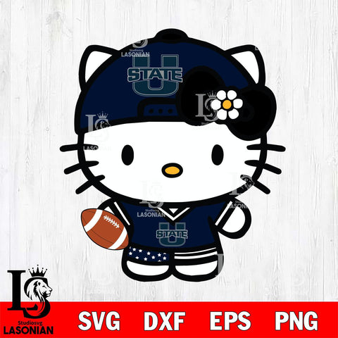 Utah State Aggies Cute Hello Kitty Football 10 Svg Eps Dxf Png File, NCAA svg, Digital Download, Instant Download