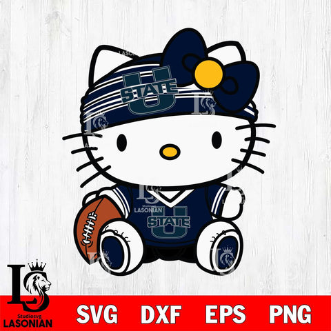 Utah State Aggies Cute Hello Kitty Football 12 Svg Eps Dxf Png File, NCAA svg, Digital Download, Instant Download