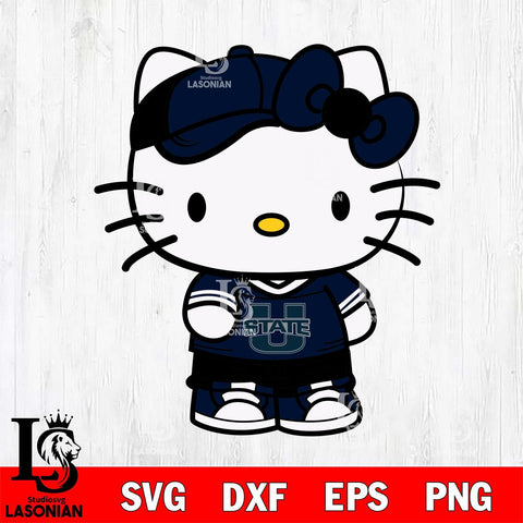 Utah State Aggies Cute Hello Kitty Football 2 Svg Eps Dxf Png File, NCAA svg, Digital Download, Instant Download
