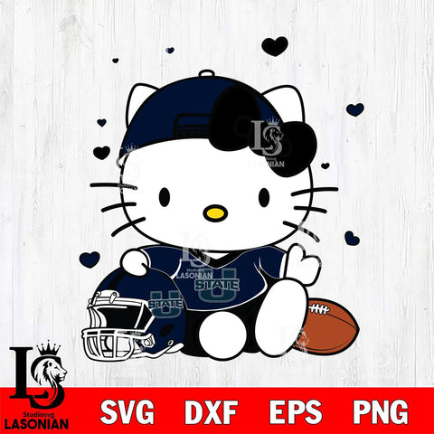 Utah State Aggies Cute Hello Kitty Football Svg Eps Dxf Png File, NCAA svg, Digital Download, Instant Download