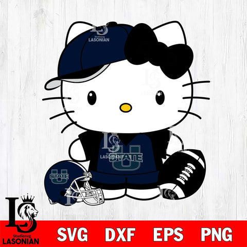Utah State Aggies Cute Hello Kitty Football 4 Svg Eps Dxf Png File, NCAA svg, Digital Download, Instant Download