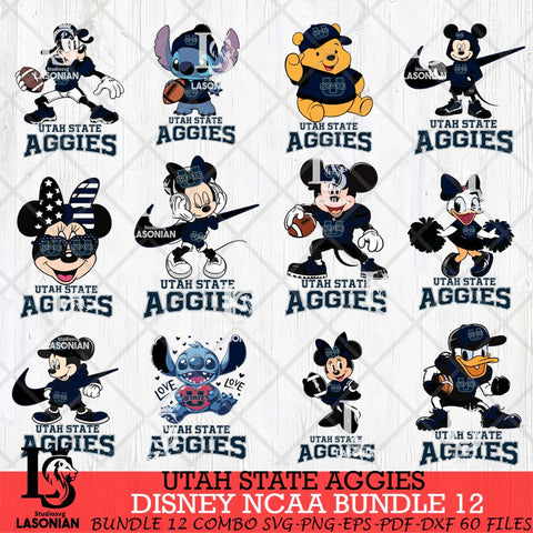 Utah State Aggies Disney NCAA Bundle Svg PNG 12 Svg Eps Dxf Png File, Digital Download