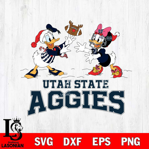 Utah State Aggies Donald Duck & Daisy Duck Football Cricut,Christmas SVG DXF EPS PNG FILE, NCAA Digital Download,Instant Download, Silhouette